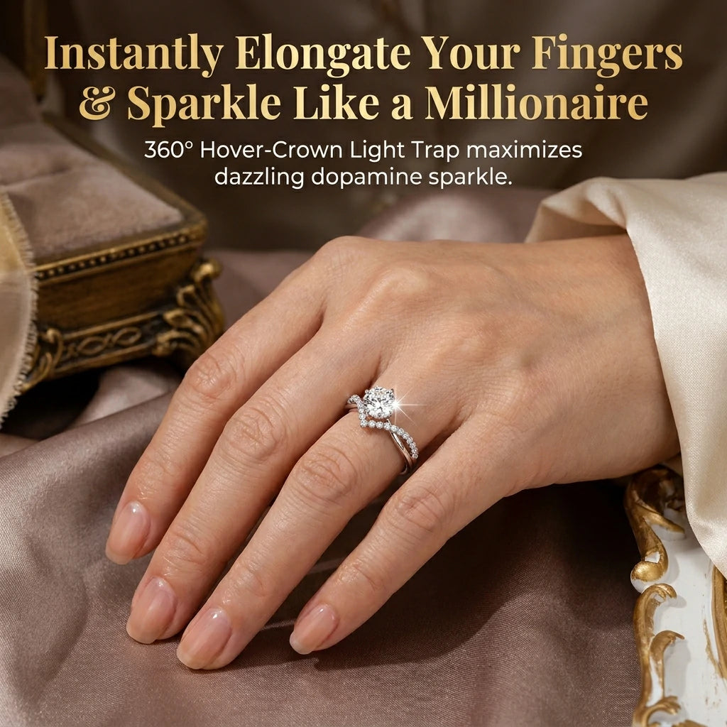 🔥 LAST DAY 90% OFF: 360° Hover-Crown Finger-Elongating D-Color VVS1 Flawless Infinity-V Cross Moissanite Ring in 14K Gold Plated 925 Silver