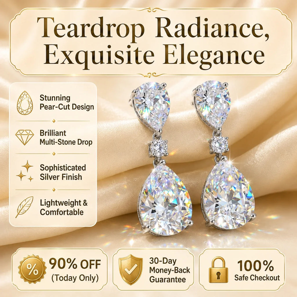 🔥 LAST DAY 90% OFF: Artisan Handcrafted Flawless Lab-Grown Teardrop Earrings in Triple 14K Gold