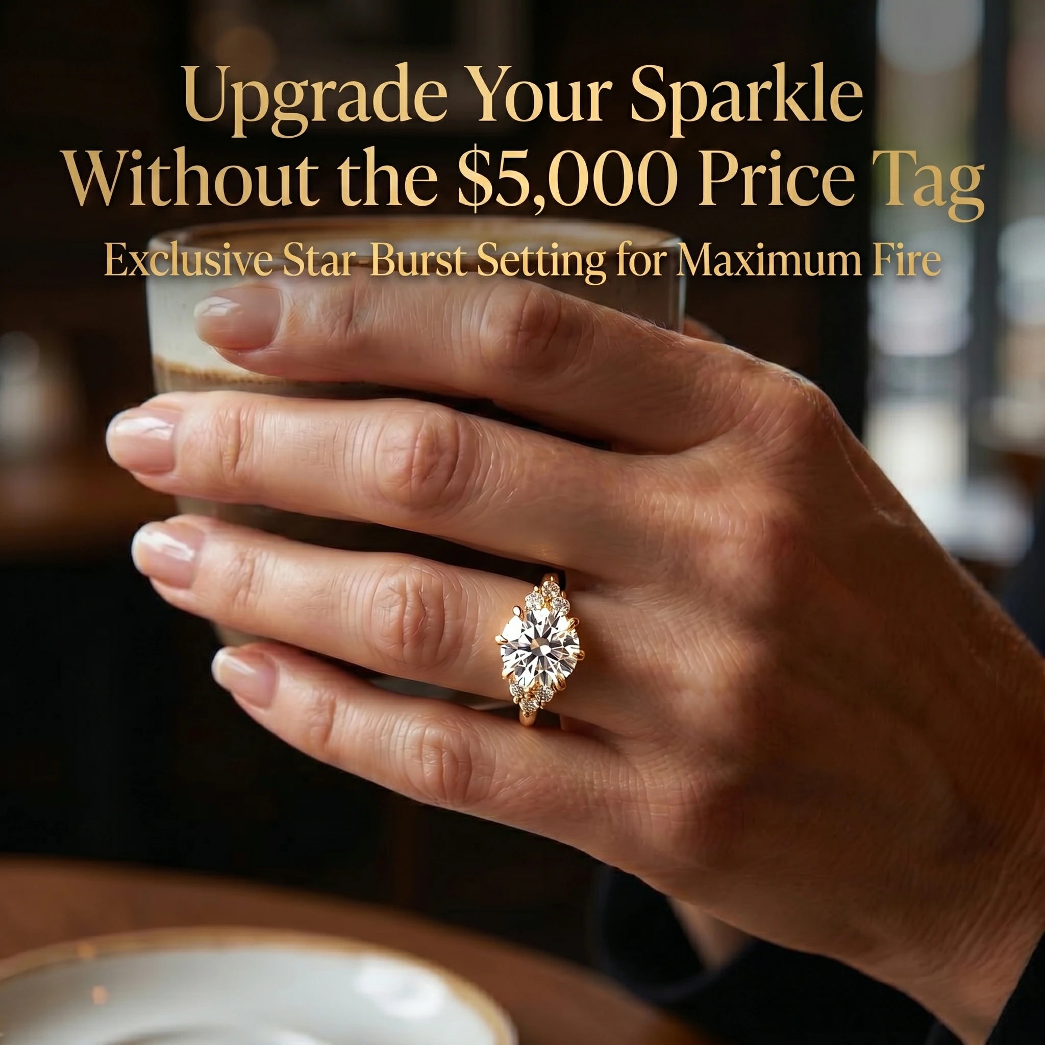 🔥 LAST DAY 90% OFF: Star-Burst Tarnish-Free Flawless VVS1 D-Color Vintage Eternity Ring in 14K Gold Over Silver