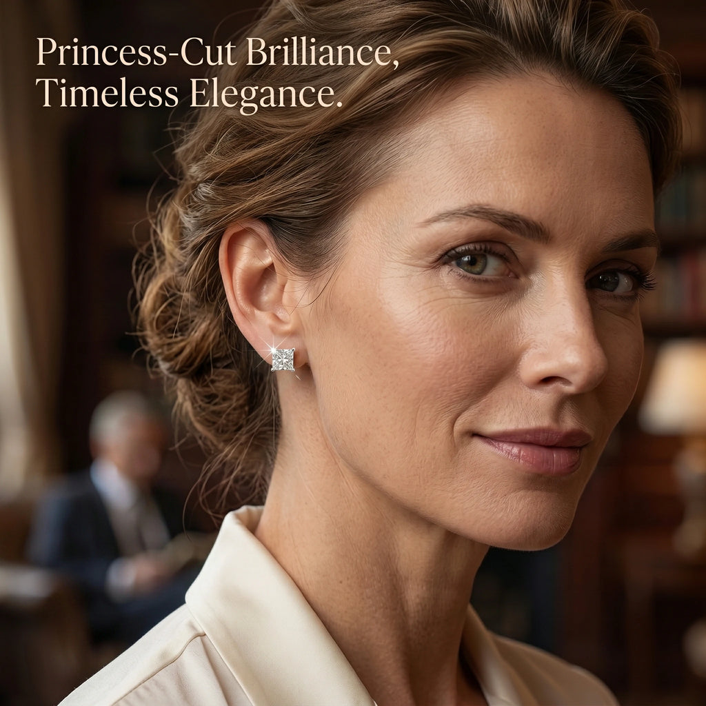🔥 90% OFF (Today Only): VVS Princess-Cut Moissanite Studs