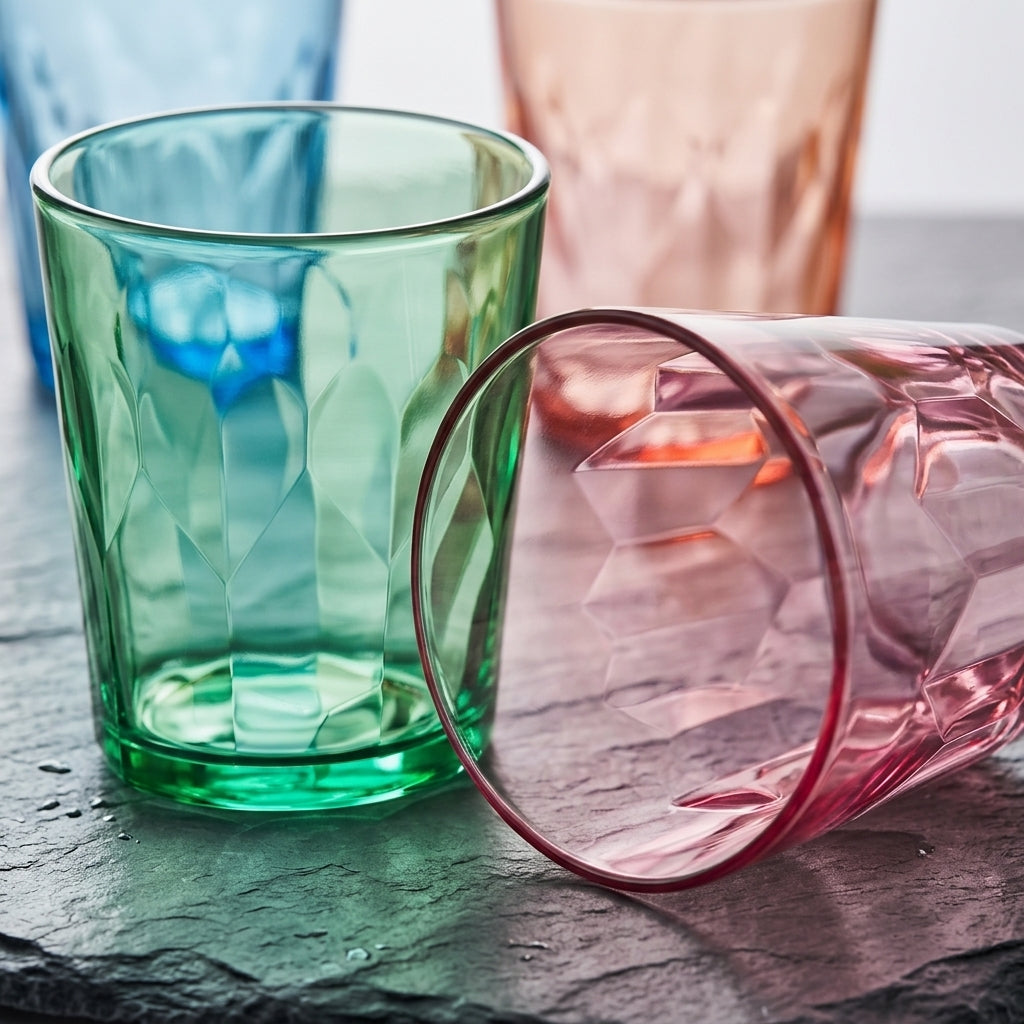 Vibrant Faceted Jewel Tumbler Set - Assorted 6-Color Collection