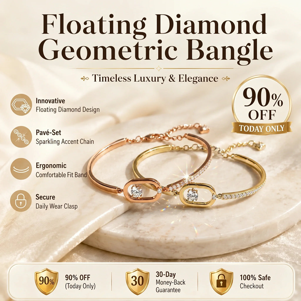 🔥 LAST DAY 90% OFF : Floating Diamond Geometric Bangle – Timeless Luxury &amp; Kinetic Brilliance 🔥