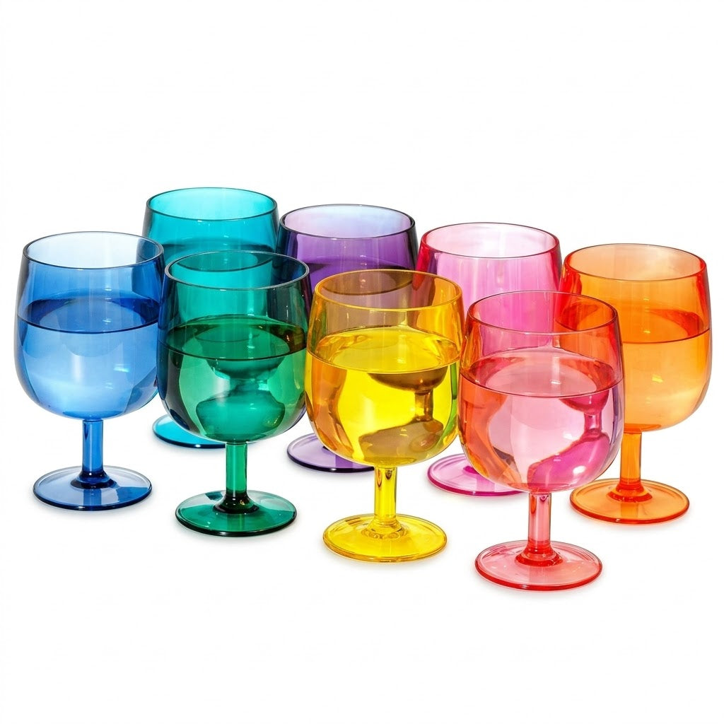 Vibrant Rainbow Short-Stem Goblet Set - Assorted 8-Piece Collection