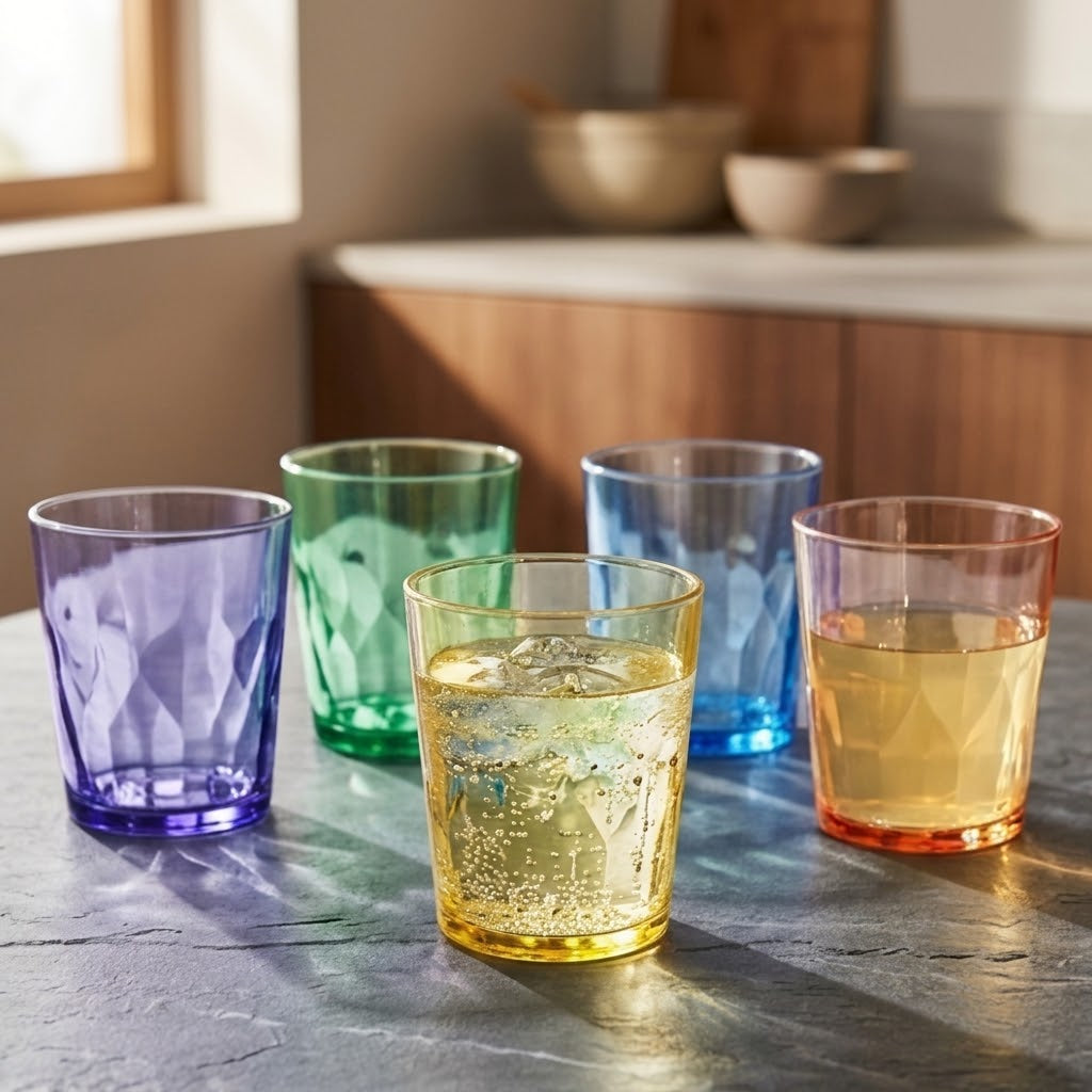 Vibrant Faceted Jewel Tumbler Set - Assorted 6-Color Collection