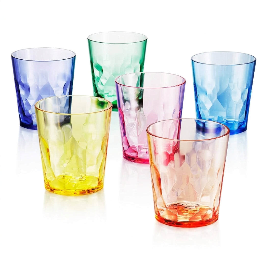 Vibrant Faceted Jewel Tumbler Set - Assorted 6-Color Collection