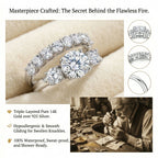 🔥 LAST DAY 90% OFF: Precision Hearts & Arrows Travel-Safe Flawless D-Color Moissanite 1.5CT Signature Stack Ring Set in 14K Gold Plated 925 Silver