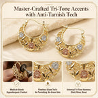 🔥 LAST DAY 90% OFF: Featherlight Tri-Tone Filigree Crescent Earrings in Hypoallergenic Base