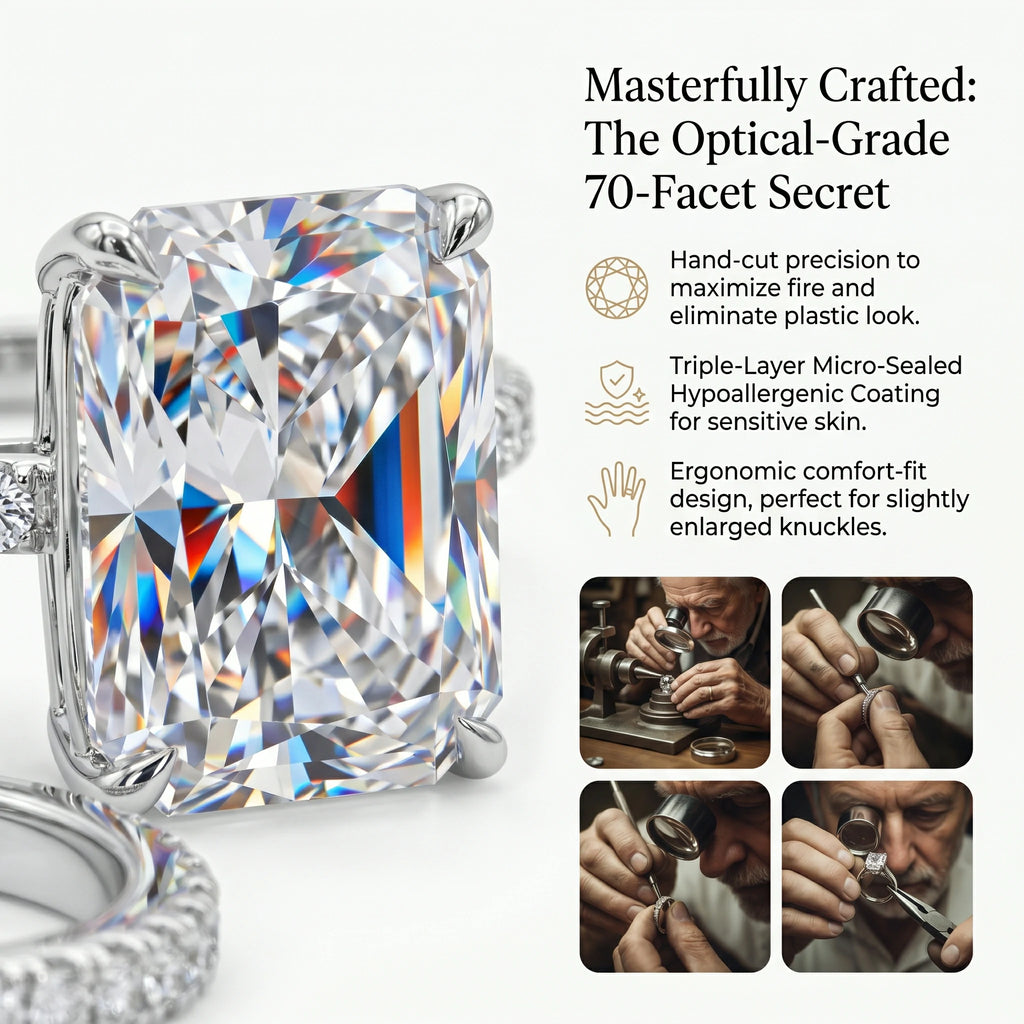 🔥 LAST DAY 90% OFF: Optical-Grade Travel-Safe Flawless Moissanite 2-4CT Radiant Stackable Ring Set in S925 & 14K Gold