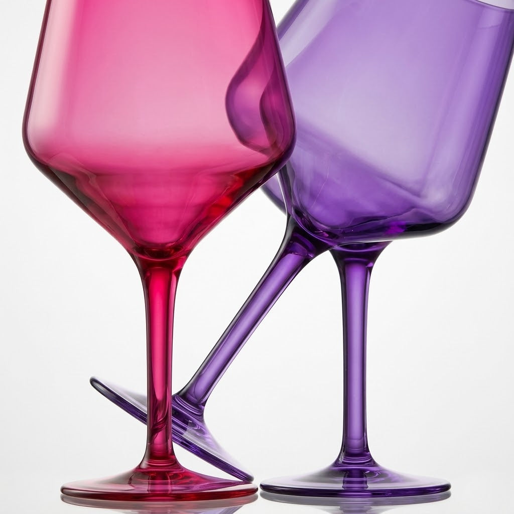 Vibrant Geometric Colored Wine Glass Set - Assorted 4-Piece Collection