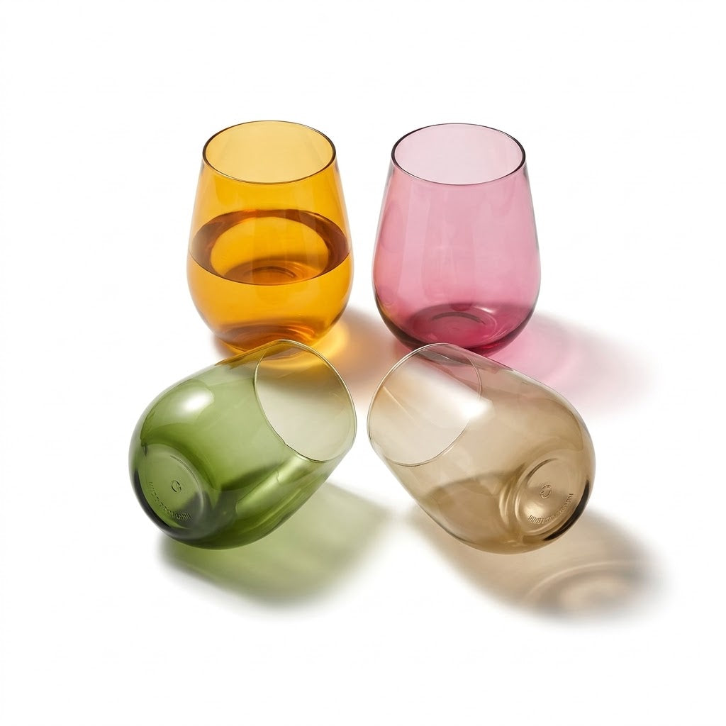 Vibrant Stemless Wine Tumblers - Set of 4