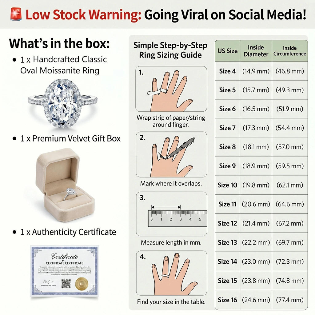 🔥 LAST DAY 90% OFF: High-Density Micro-Pavé Halo Travel-Safe D-Color VVS1 Flawless Classic Oval Moissanite Ring in 14K Gold Plated 925 Silver
