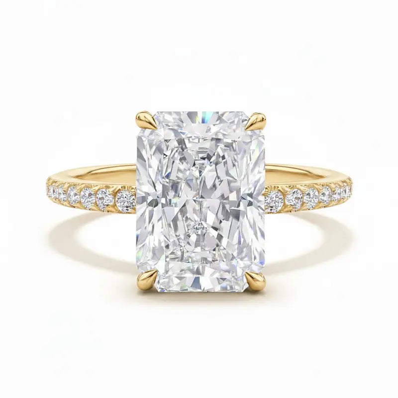 🔥 LAST DAY 90% OFF: Optical-Grade Travel-Safe Flawless Moissanite 2-4CT Radiant Stackable Ring Set in S925 & 14K Gold