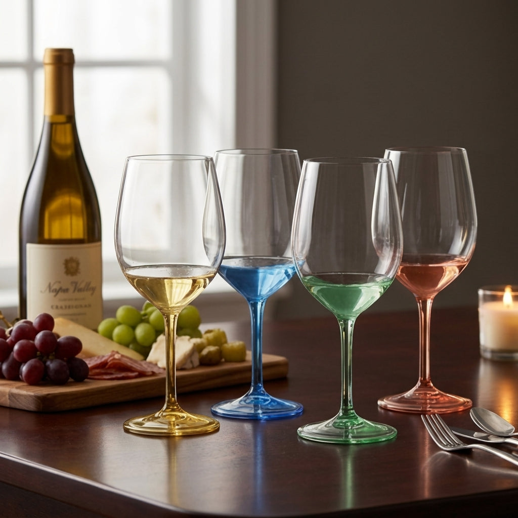 Elegant Color-Stemmed Wine Glasses - Set of 4
