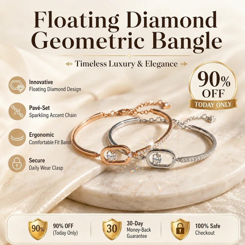 🔥 LAST DAY 90% OFF : Floating Diamond Geometric Bangle – Timeless Luxury &amp; Kinetic Brilliance 🔥