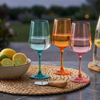Vibrant Rainbow Stemmed Wine Glass Set - Assorted 6-Color Collection