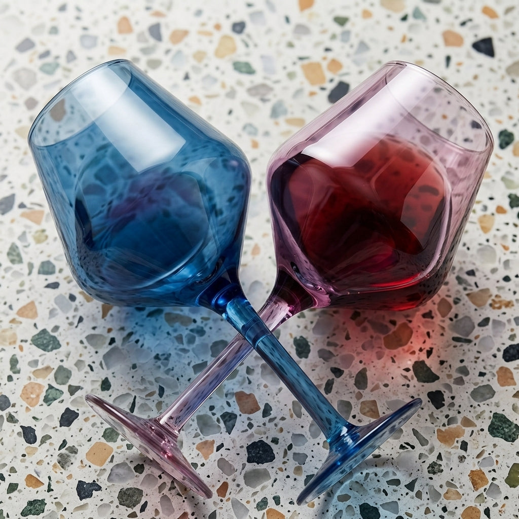 Modern Pastel Angular Wine Glass Set - Assorted 6-Color Collection