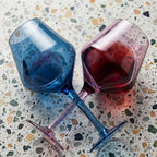 Modern Pastel Angular Wine Glass Set - Assorted 6-Color Collection