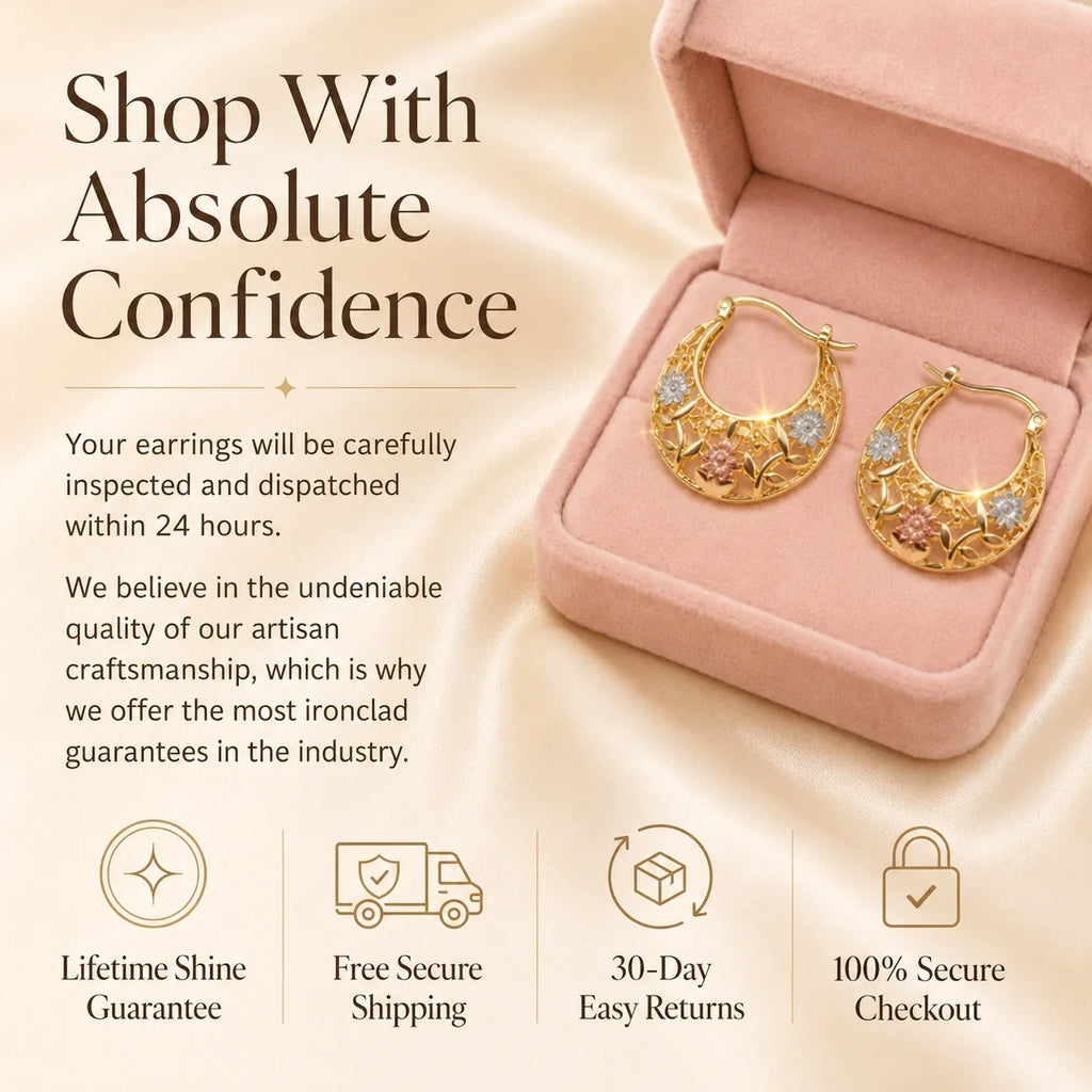 🔥 LAST DAY 90% OFF: Featherlight Tri-Tone Filigree Crescent Earrings in Hypoallergenic Base