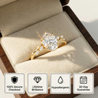 🔥 LAST DAY 90% OFF: Multi-Angle Optical Cut Finger-Slimming D-Color VVS1 Flawless Moissanite Asymmetrical Vine Ring in 14K Gold Over 925 Silver