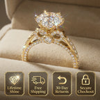 🔥 LAST DAY 90% OFF: Tester-Passing HD-Fire D-VVS1 Flawless Moissanite Vintage Bow Ring in Triple 14K Gold