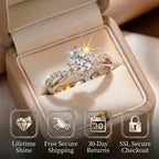 🔥 LAST DAY 90% OFF: 360° Hover-Crown Finger-Elongating D-Color VVS1 Flawless Infinity-V Cross Moissanite Ring in 14K Gold Plated 925 Silver