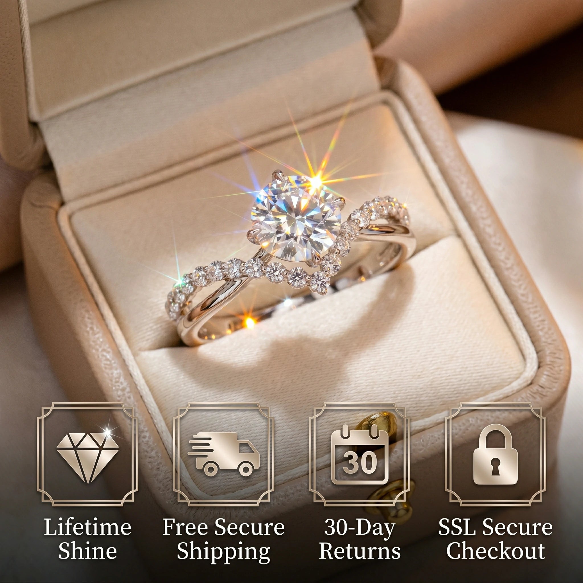 🔥 LAST DAY 90% OFF: 360° Hover-Crown Finger-Elongating D-Color VVS1 Flawless Infinity-V Cross Moissanite Ring in 14K Gold Plated 925 Silver