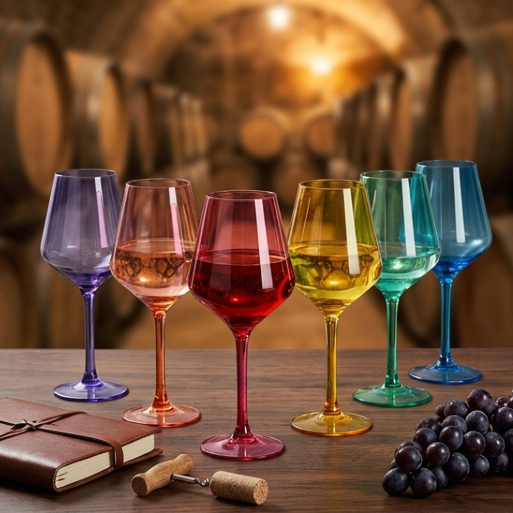 Modern Prism Colored Wine Glasses - Set of 6