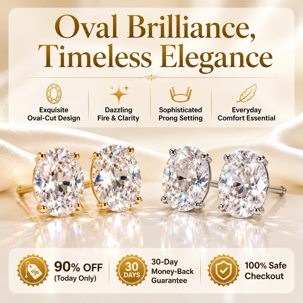 🚨 90% OFF (Today Only): The Premium Oval-Cut Moissanite Studs (Passes Diamond Tester!)