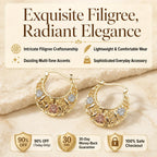 🔥 LAST DAY 90% OFF: Featherlight Tri-Tone Filigree Crescent Earrings in Hypoallergenic Base