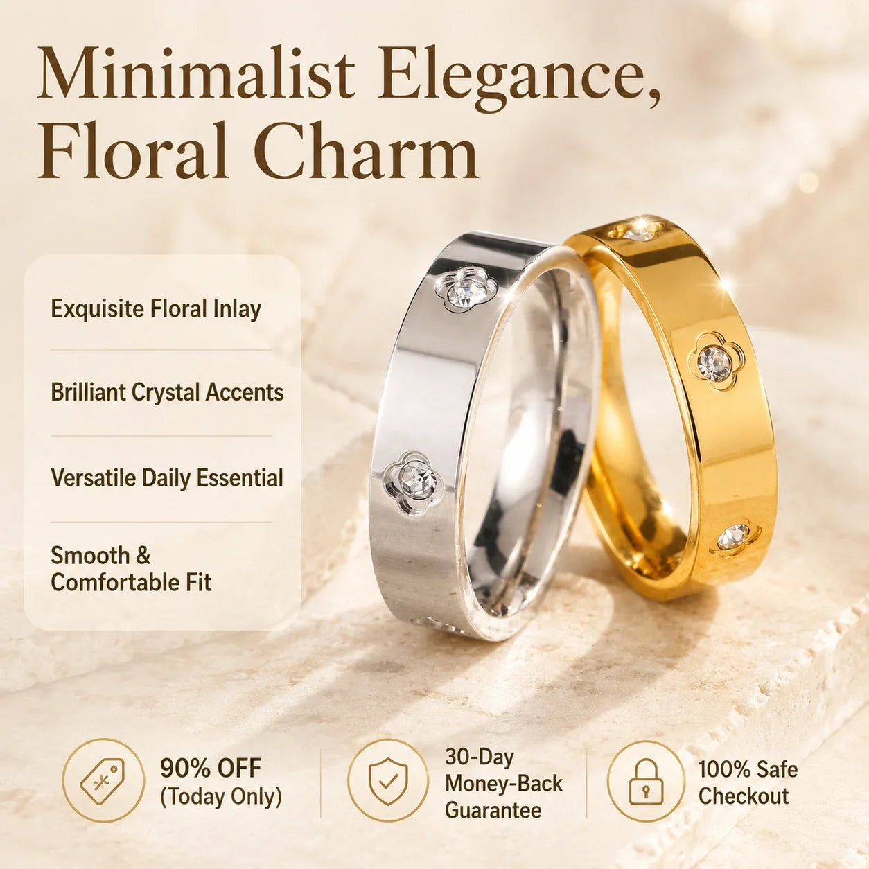 🔥 LAST DAY 90% OFF : The Minimalist "Snag-Free Floral" Lab-Diamond Ring
