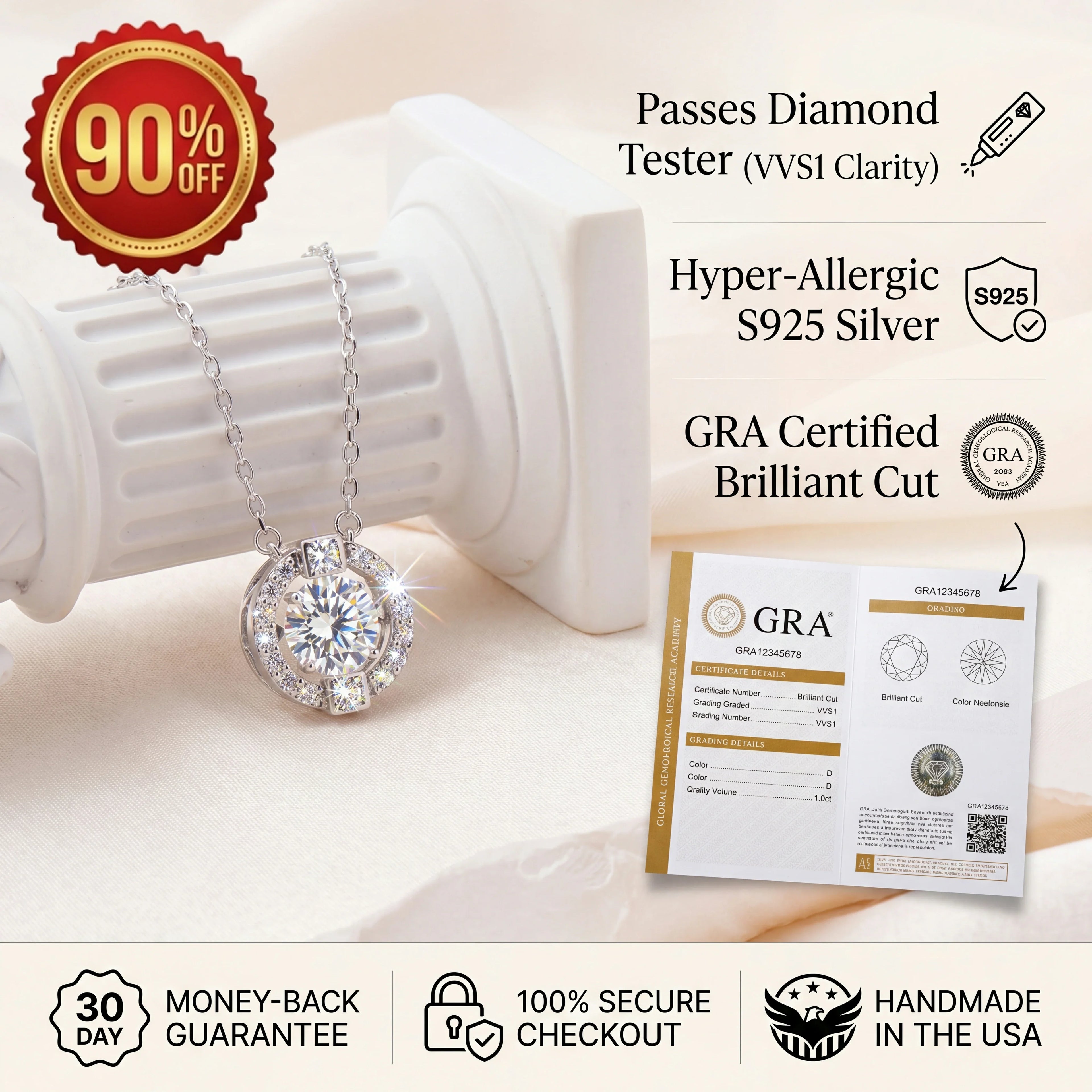 🔥 90% OFF TODAY:  The "Beating Heart" 1-Carat Moissanite Solitaire Necklace💎