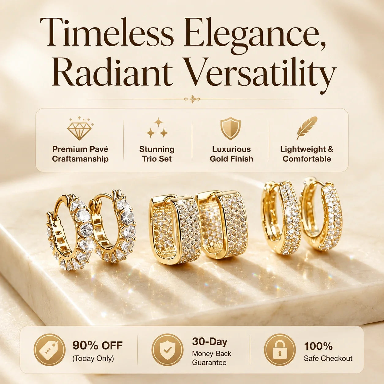 🔥 LAST DAY 90% OFF : The "Radiant Elegance" Capsule Collection-Pick your signature style, or collect all 3. Experience timeless gold luxury for under $30!
