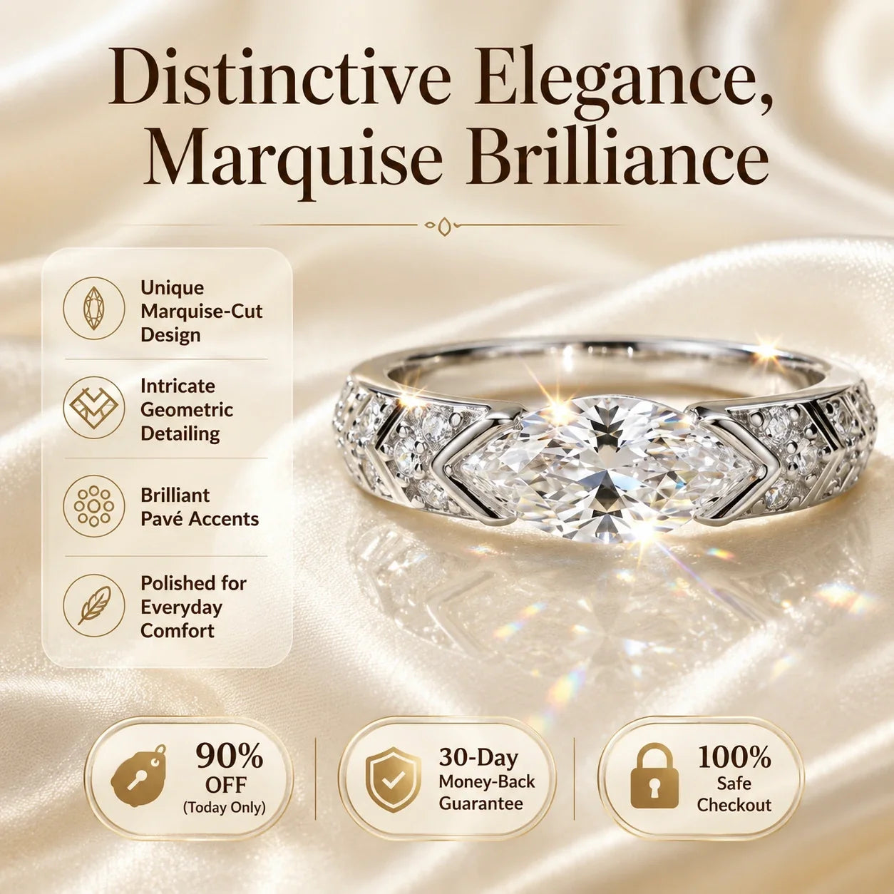 🚨 LAST DAY 90% OFF : The "Eye of Horus" Geometric Marquise Ring
