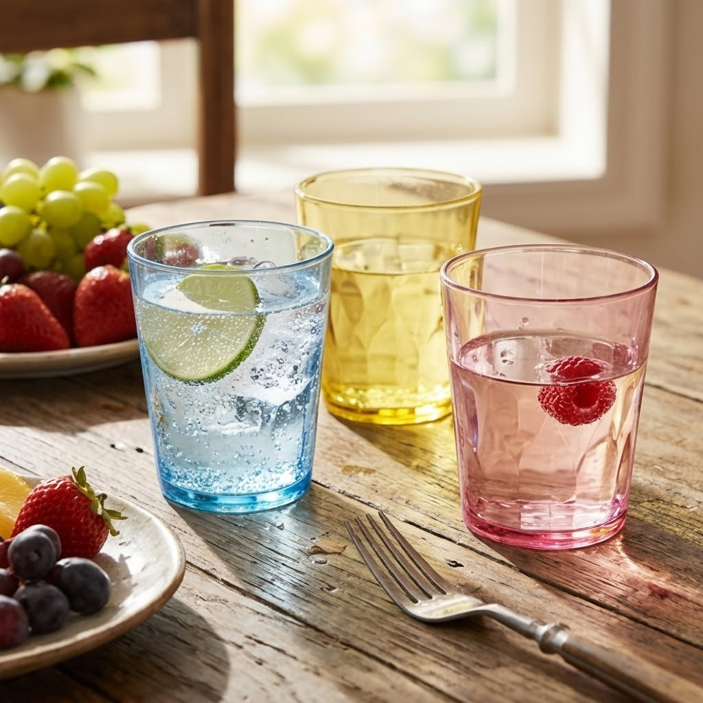 Vibrant Faceted Jewel Tumbler Set - Assorted 6-Color Collection
