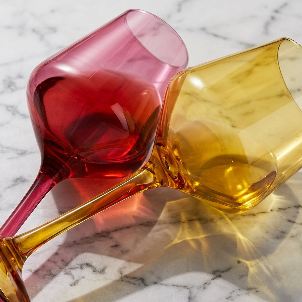 Modern Prism Colored Wine Glasses - Set of 6