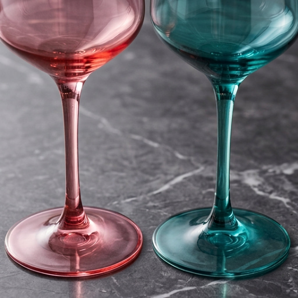 Vibrant Rainbow Stemmed Wine Glass Set - Assorted 6-Color Collection