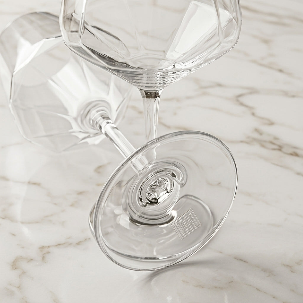 Contemporary Geometric Clear Wine Glass Set - 6 Piece Collection