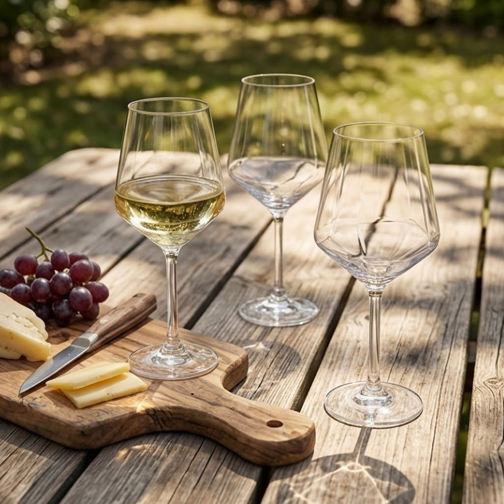Contemporary Geometric Clear Wine Glass Set - 6 Piece Collection