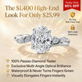 🔥 LAST DAY 90% OFF: Multi-Angle Optical Cut Finger-Slimming D-Color VVS1 Flawless Moissanite Asymmetrical Vine Ring in 14K Gold Over 925 Silver