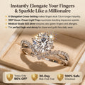 🔥 LAST DAY 90% OFF: 360° Hover-Crown Finger-Elongating D-Color VVS1 Flawless Infinity-V Cross Moissanite Ring in 14K Gold Plated 925 Silver