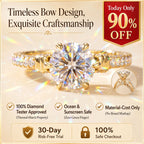 🔥 LAST DAY 90% OFF: Tester-Passing HD-Fire D-VVS1 Flawless Moissanite Vintage Bow Ring in Triple 14K Gold