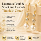 🔥 LAST DAY 90% OFF : Lustrous Pearl & Sparkling Cascade Drop Earrings – Timeless Grace & Modern Luxury