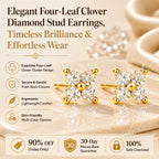 🔥 LAST DAY 90% OFF : Elegant Four-Leaf Clover Moissanite Diamond Stud Earrings – Timeless Luxury & 100% Diamond Tester Approved