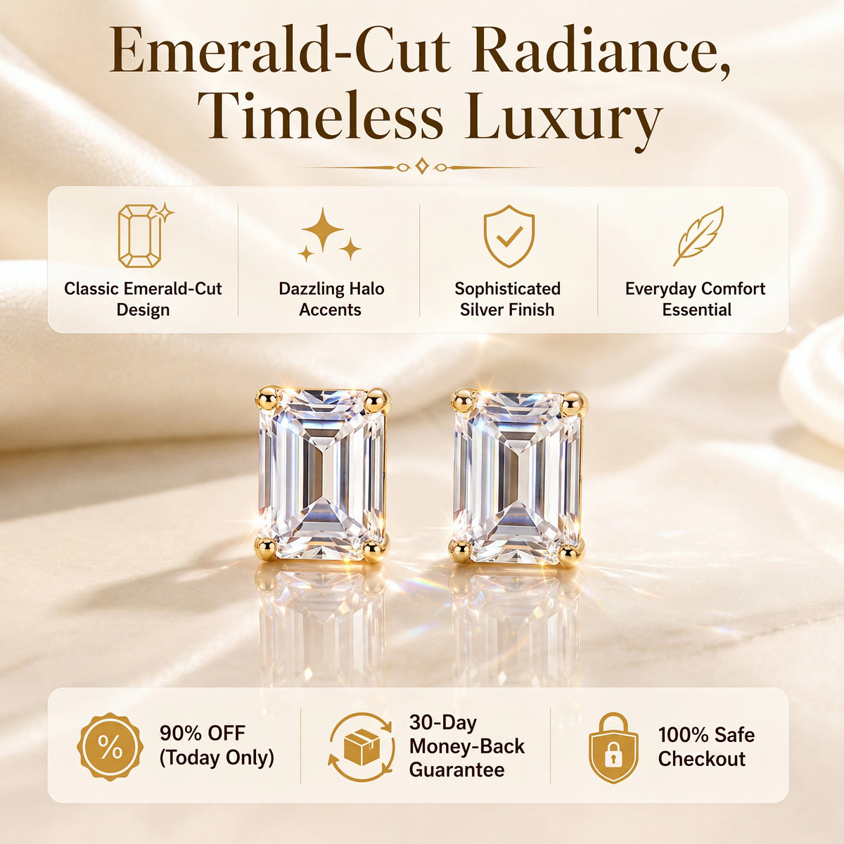 🔥 LAST DAY 90% OFF: The Premium Step-Cut Moissanite Studs (Passes Diamond Tester!)