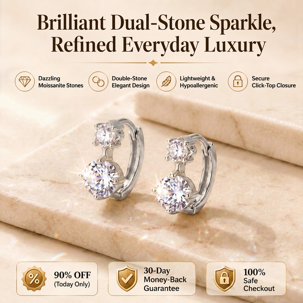 🚨 90% OFF (Today Only): The Brilliant Dual-Stone Huggie Earrings