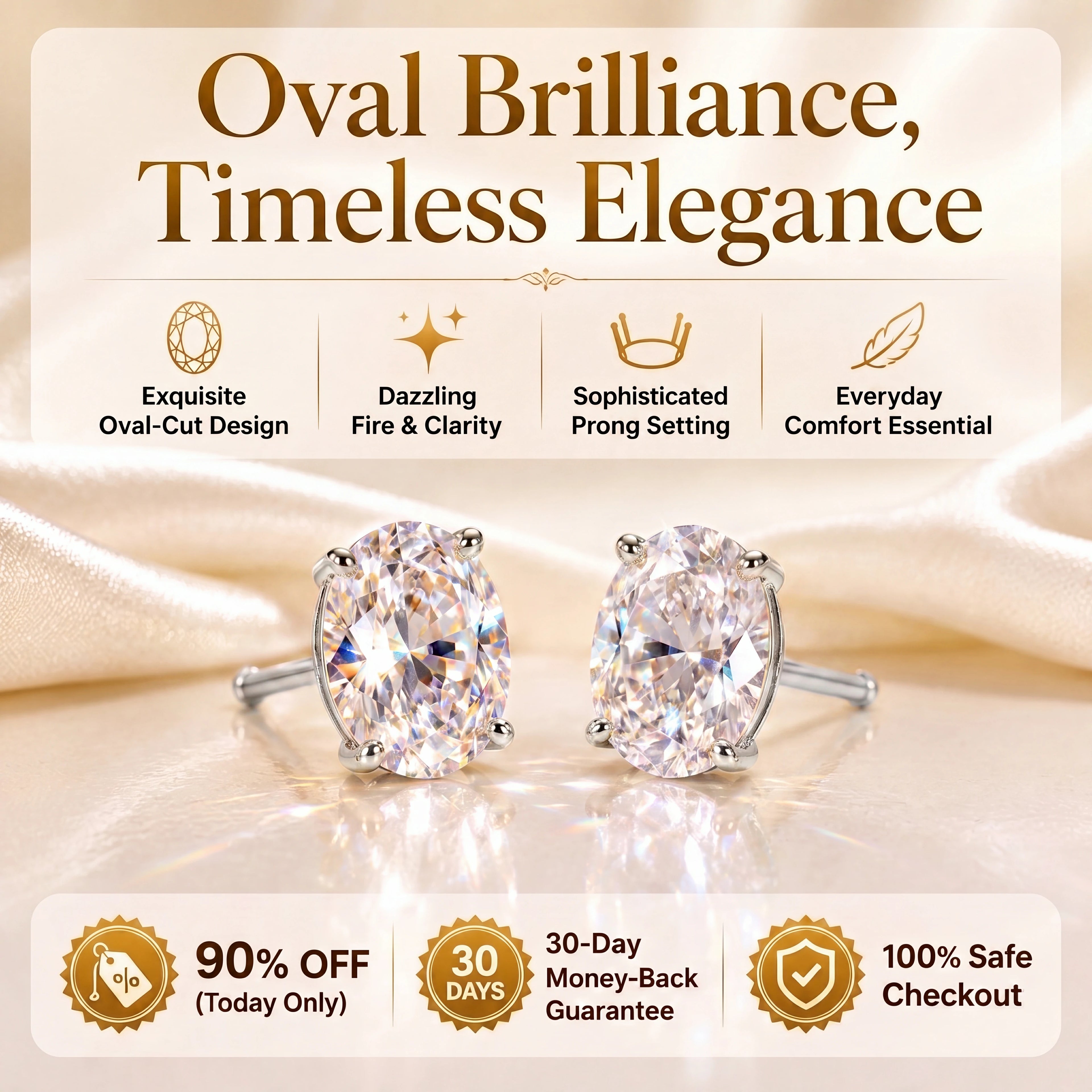 🚨 90% OFF (Today Only): The Premium Oval-Cut Moissanite Studs (Passes Diamond Tester!)