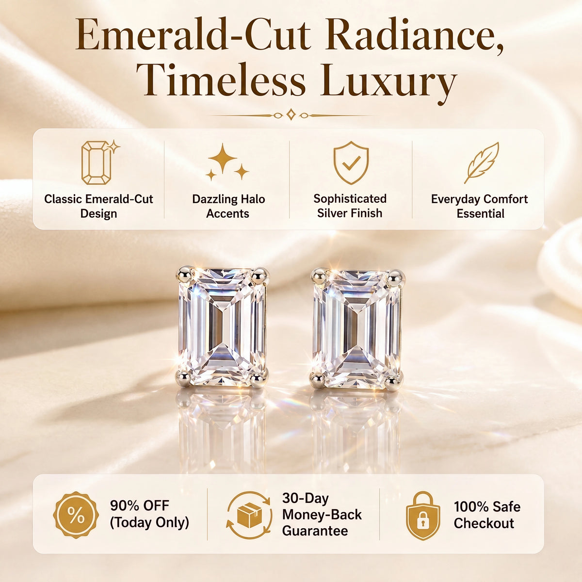 🔥 LAST DAY 90% OFF: The Premium Step-Cut Moissanite Studs (Passes Diamond Tester!)