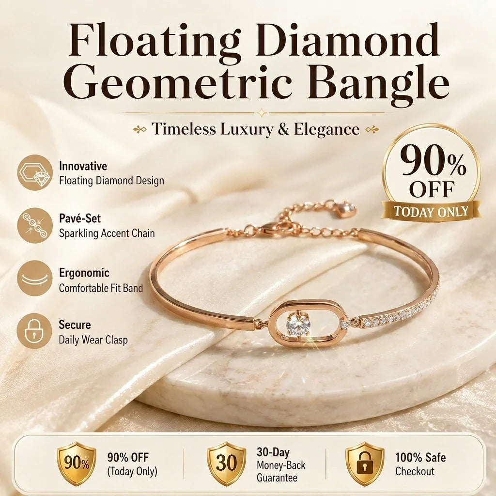 🔥 LAST DAY 90% OFF : Floating Diamond Geometric Bangle – Timeless Luxury &amp; Kinetic Brilliance 🔥