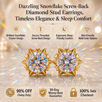🔥 LAST DAY 90% OFF : Dazzling Snowflake Screw-Back Diamond Stud Earrings – Architectural Brilliance & Sleep-Friendly Comfort