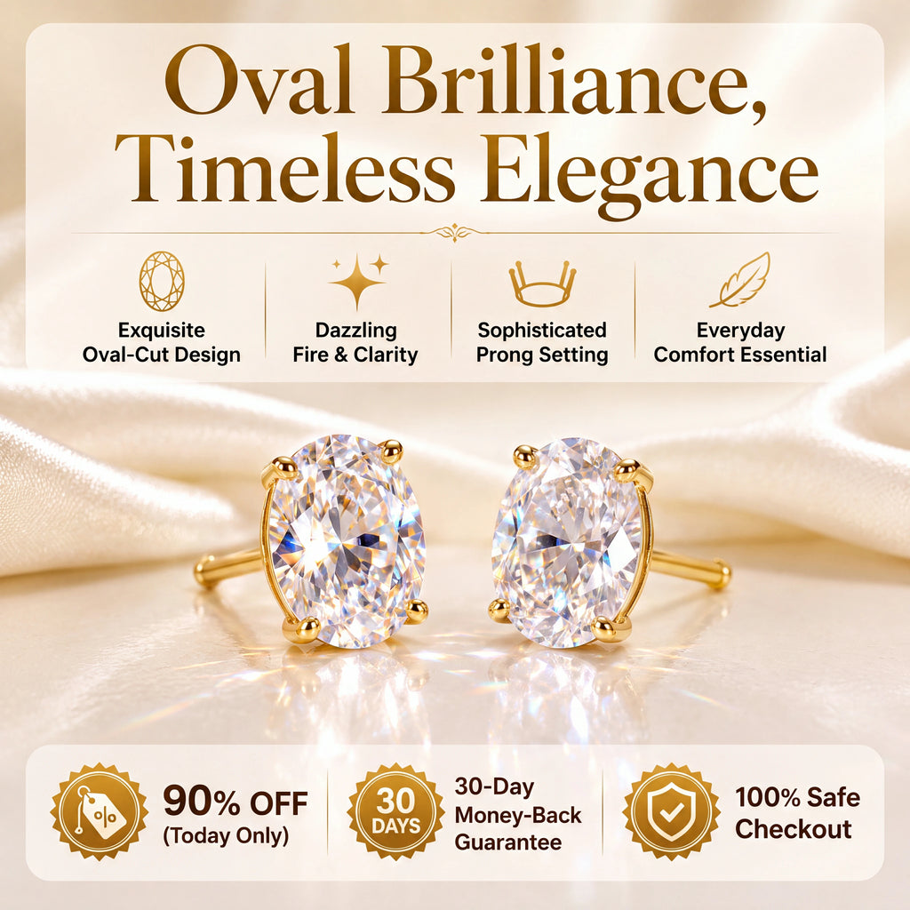 🚨 90% OFF (Today Only): The Premium Oval-Cut Moissanite Studs (Passes Diamond Tester!)